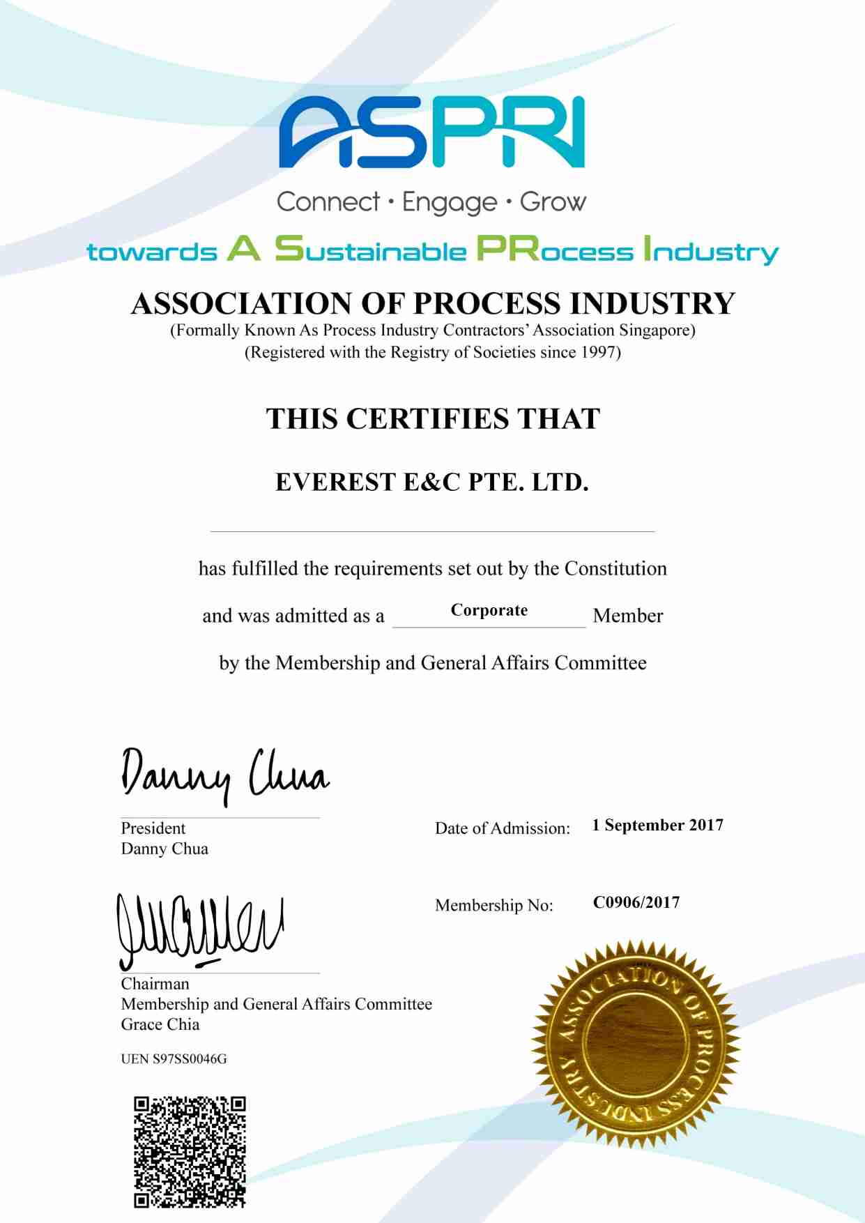 ASPRI Certificate